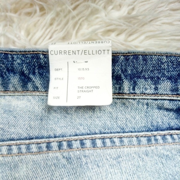 Current/Elliott | Straight Leg Distressed Ombre Released Raw Hem Cropped Jeans - Picture 5 of 8